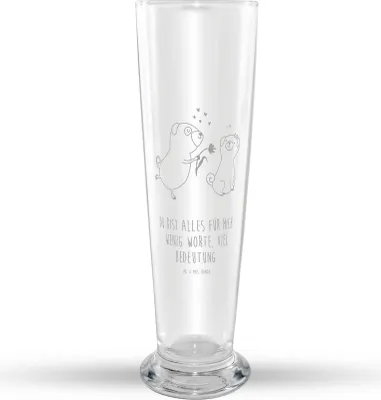 Produktbild von Mr. & Mrs. Panda Weizenbier Glas Mops Verliebt - Transparent - Geschenk, Mr Mrs Weizenglas, Hund, Liebe, Weizen, Partner, Bierglas, Bier, Möpse, Sprüche, Pure, Knuffig