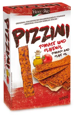 Image de Fiore Mio Pizzini Bâtonnets de grignotage à la tomate et à l'huile d'olive 100g
