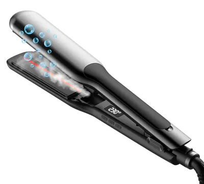 Produktbild von UKLISS Dampf-Glätteisen mit LCD-Display, 100–230 °C, breite Heizplatten und Haarschutz, Grau