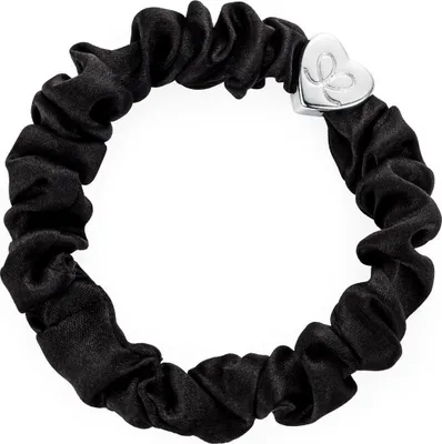 Obrázek produktu pro By Eloise London Silver Heart Silk Scrunchie Black
