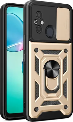 Produktbild von Hülle für Xiaomi Redmi 12C mit Ring Ständer Halter Dia Kameraschutz TPU PC Hybrid Handyhülle Gold