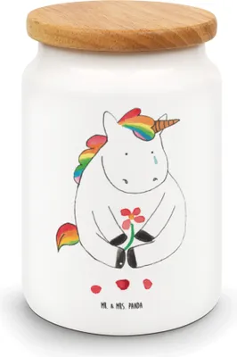 Produktbild von Mr. & Mrs. Panda Kaffeedose Einhorn Traurig - Weiß - Geschenk, Lebensmittelbehälter, Blume, Trauer, Keksdose, Liebe, Unicorn, Einhörner, Frischhaltedose, Dose, Freunde