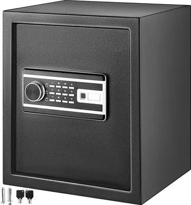 Obrázok produktu pre SucceBuy-Safe, veľký trezor na hotovosť s objemom 1,7 cm3, zámkom na odtlačok prsta a digitálnou klávesnicou, ohňovzdorný domáci trezor s odnímateľnou policou, nástenný bezpečnostný trezor na hotovosť, hodinky