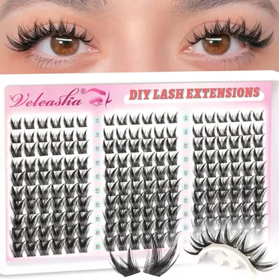Obrázek produktu pro Řasy, prodlužovací sada, Manga Lash Cluster, 8-16 mm, 180 kusů, tvar C, lehké, vhodné pro styl anime, pro domácí použití