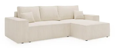 Produktbild von ANMIL Ecksofa LAGOS 279 x 181 x 94 cm Universal mit Schlaffunktion und Bettkasten – Cord in Creme Links/Rechts montierbar
