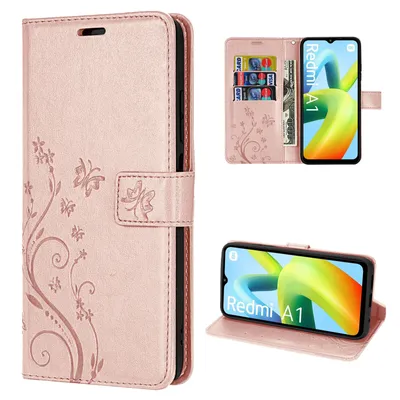 Produktbild von Hülle Xiaomi Redmi A1, Handy Tasche Handyhülle Flip Wallet Case Klapphülle Etui Rosegold
