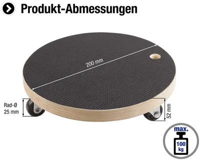Produktbild von Metafranc Pflanzenroller Ø 200 mm, 100 kg Tragkraft, Siebdruckplatte, Möbelroller