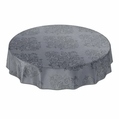 Produktbild von Tischdecke Wachstuch Ornamente Grau Robust Wasserabweisend Rund 120 cm