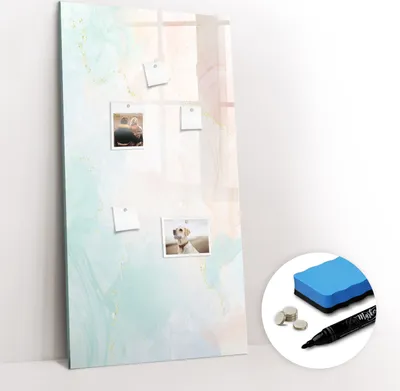 Produktbild von Magnetpinnwand Memoboard - Zubehörsatz - Schwarzer Marker + Schwamm + Magnete - 60 x 120 cm - Pastellabstraktion