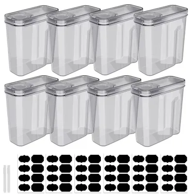 Produktbild von Lebensmittel-Vorratsbehälter - Müsli- und Cerealienspender - 8er Set - 4 L - PP-Kunststoff - Luftdicht - Transparent - Deckel mit Ausgießöffnung