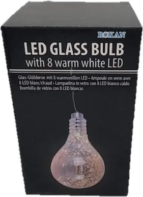 Produktbild von Weihnachtskugel aus Kunststoff, warmweiße LED Beleuchtung, batteriebetrieben, 8 LEDs