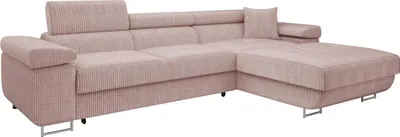 Produktbild von MIRJAN24 Ecksofa Torezio Mini Cord, Stilvoll Eckcouch mit Bettkasten und Schlaffunktion, Einstellbare Kopfstützen, 280x170x70-90 cm (Farbe: Poso 52, Seite: Rechts)