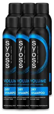 Imagen del producto de 6 unidades de champú seco Syoss Volume, 200 ml cada uno. Paquete económico