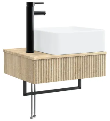 Produktbild von vidaXL Wandmontiertes Waschbecken Sonoma-Eiche 50 x 41 x 39 cm