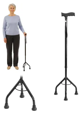 Produktbild von Gehstock Dreibeinstock Gehhilfe - Höhenverstellbar - 72,5 bis 95,5 cm - Schwarz - Für den täglichen Gebrauch