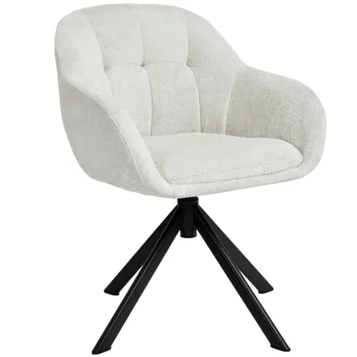 Immagine prodotto di Poltrona reclinabile a 360° Duhome, con braccioli, rivestita in tessuto di chenille, ideale come poltrona da trucco, con struttura in metallo. Sedia da pranzo, color beige