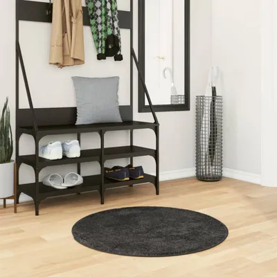 Produktbild von Teppich Shaggy Hochflor Modern Anthrazit Ø 80 cm 375199