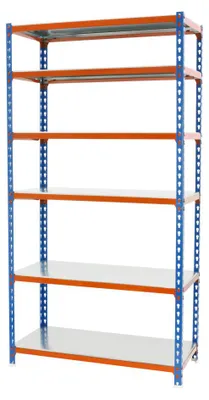 Produktbild von PROREGAL Schwerlastregal GIANT METAL SHARK | HxBxT 250x110x40cm | Fachlast 200kg | Blau-Orange