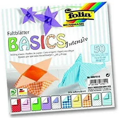 Produktbild von folia 498/1515 Faltblätter Basic Intensiv, 150 x 150 mm, 50 Blatt