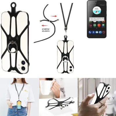 Produktbild von K-S-Trade 3in1 Handykette Handyband Handykordel Halsband Smartphone-Ring Handy-Ring kompatibel mit ZTE Blade A520 Fingerhalterung Handyring
