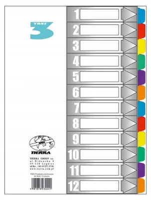 Produktbild von Tres Laminierte Registerkarten A4 12 Farben