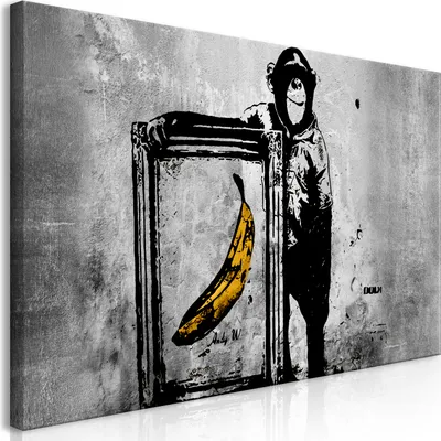 Produktbild von Wandbild Mega XXXL  250x125 cm Einteiliger XXL-Format Kunstdruck zur Selbstmontage Leinwandbilder moderne Bilder DIY Wanddekoration Wohnung Deko Affe mit Banane i-C-0116-ak-e