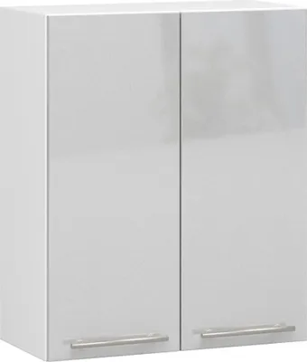 Produktbild von Hängender Küchenschrank: zwei Türen, zwei Einlegeböden, Farbe: weiß | metallischer Glanz, Maße des Möbels: B: 60 cm, H: 72 cm, T: 30 cm