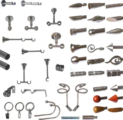 Produktbild von BASIT Gardinenstange selber zusammenstellen Edelstahl look Metall Ø 16mm Einzelteile BASIT, Einzelteile Gardinenstangen 16mm:E14 (16mm) - 1 Stück Zwirbel