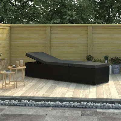 Produktbild von vidaXL Sonnenliege mit Auflage Poly Rattan Schwarz