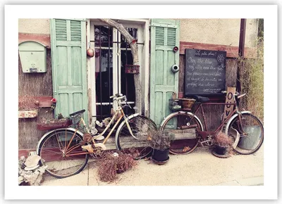 Produktbild von Poster - Poster ohne Rahmen - Fahrräder Vintage Mietshaus - 70x50 cm - Wand Bild - Wanddeko - Wandbilder - Kunstposter - Wandposter - Bilder - Kunstdruck - Wanddekoration - Wandbild - P2XAA70x50-4588