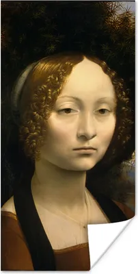Produktbild von MuchoWow® Poster Ginevra de' Benci - Leonardo da Vinci 60x120 cm - Wandschmuck