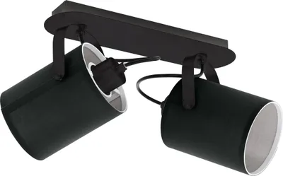 Produktbild von EGLO Deckenlampe Villabate, Deckenleuchte, Klassisch, Deckenstrahler aus Stahl und Textil, Wohnzimmerlampe in Schwarz, Weiß, Küchenlampe, E27