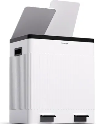 Produktbild von Klarstein Grama 40 Mülleimer - 40L Küchen-Abfalleimer mit 2 Fächern, Pedale & Soft-Close, Retro-Design, herausnehmbare PP-Kunststoffbehälter, Müll-Trennsystem