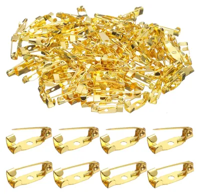 Produktbild von Sicherheitsnadeln - 15 mm Länge - 120 Stück - Goldfarben mit Broschenverschluss und Loch für DIY Handwerk und Namensschilder