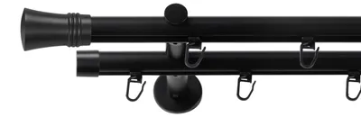 Produktbild von SN Deco Gardinenstange Innenlauf Lyon, 19 mm, 2-läufig, Stahl, Komplett-Set mit Ringen, Profilträger, 150 cm, weiß