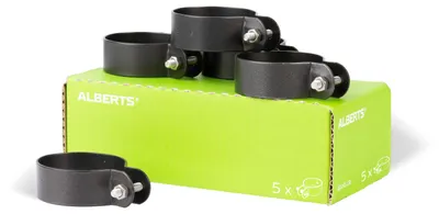 Produktbild von Alberts Schelle für Geflechtspannstäbe | verzinkt, anthrazit kunststoffbeschichtet | Schellen-Ø 60 mm | 5er Set