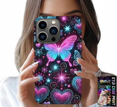 Obrázok produktu pre Puzdro Pre Iphone 15 Pro - Farebné Puzdro S Motýlími Srdiečkami