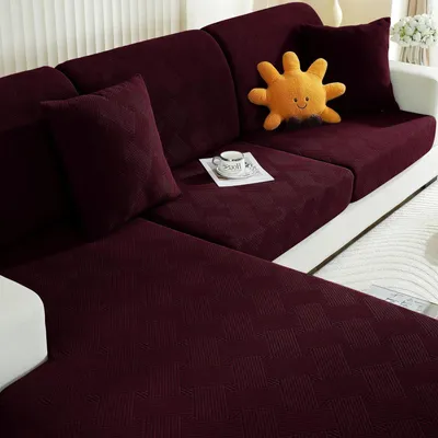 Immagine prodotto di Copertura per cuscini da seduta, elasticizzata, colore rosso, per divani a due posti, design geometrico, antiscivolo