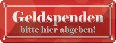Produktbild von vianmo Blechschild 10x27 cm Geldspenden bitte hier abgeben Warnschild Hinweisschild Sicherheit Vorsicht