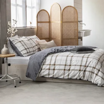 WALRA Flanell Bettwäsche Cozy Carre weiß-grau
