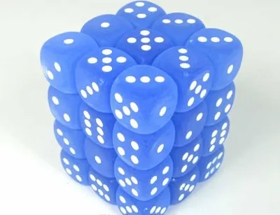 Obrázok produktu pre Súprava kociek Chessex W6x36 Matná modrá/biela