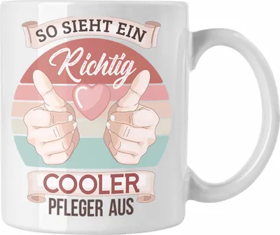 Produktbild von Trendation - Pfleger Tasse Geschenk Altenpfleger Geschenkidee Pflegekraft Krankenpfleger So Sieht Ein Cooler Pfleger  (Weiß)
