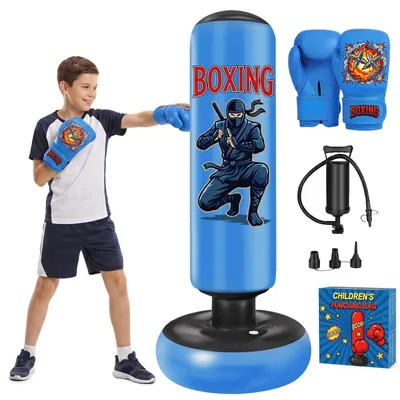 Produktbild von Aufblasbarer Boxsack für Kinder mit Boxhandschuhen