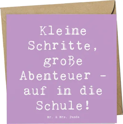 Produktbild von Mr. & Mrs. Panda Deluxe Karte Spruch Schulanfang Abenteuer - Lavendeltraum - Geschenk, Selbstvertrauen, Klappkarte, Motivation, Vertrauem, faltkarte, Mut, anlasskarte