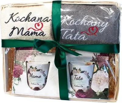 Image de Lot de 2 serviettes + 2 tasses « Maman, je t'aime » / « Papa, je t'aime »