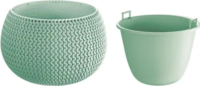 Prosperplast Splofy Vaso Rotondo Per Fiori 11,5L – Colore Mocca, Effetto Tessuto Intrecciato, 29,5 X 24,9 Cm