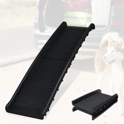 Produktbild von JNGLGO Hunderampe Auto Klappbar Hundetreppe Autorampe Hund Kofferraumrampe für Haustiere Einstiegshilfe, Anti-Rutsch, Robust, bis 90kg, 156 x 40cm, Schwarz