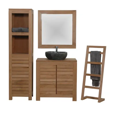 Produktbild von Teako Design Badmöbel Set Bjurholm Teakholz 3-teilig 150 cm