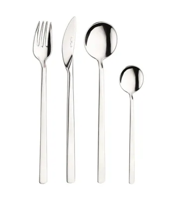 Immagine prodotto di Pinti Tecna Set 24 posate acciaio inox 18/10 – Servizio per 6 Persone - forchetta, coltello, cucchiaio e cucchiaino - Design particolare per tavole geometriche