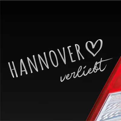 Produktbild von Auto Aufkleber Hannover verliebt Herz Stadt Heimat Liebe Car 19x6 cm Silber Sticker Heckscheibenaufkleber